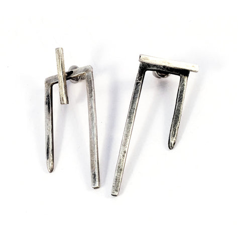 Zeb Assymetric Silver Earrings