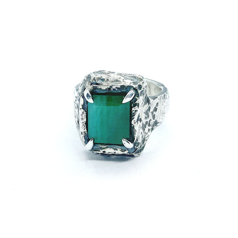 Odin Silver Ring Emerald Stone